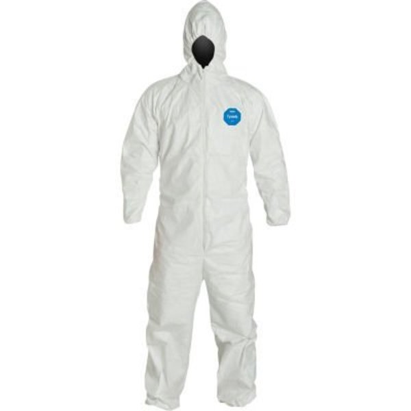 Dupont DuPont Tyvek 400 Coverall, Hood, Elastic Wrist & Ankle, Stormflap, White, 2X, 25/Qty TY127SWH2X002500